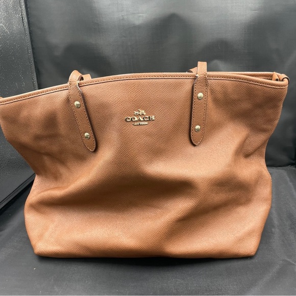 Coach Tan Leather City Zip Tote Bag - Picture 5 of 7